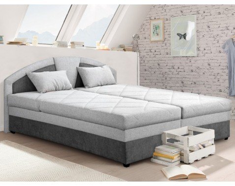 Postel Amelie 180x200 cm, světlá/tmavá šedá tkanina