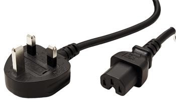 Kabel síťový UK, BS1363 (typ G) - IEC320 C15, 1,8m, černý