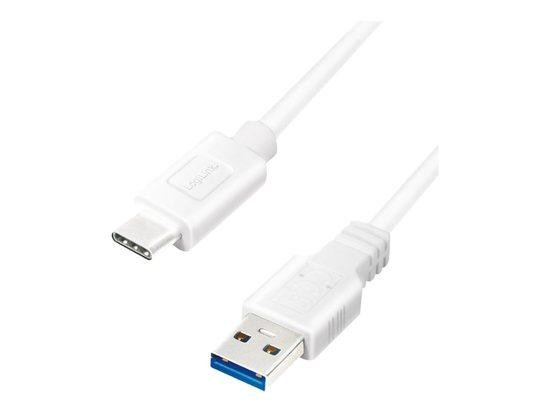 LOGILINK - USB 3.2 Gen1x1 cable, USB-A male to USB-C male, white, 0.5m