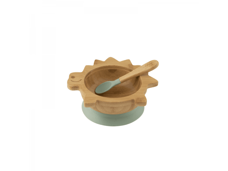 Citron Bambusový set Dino (miska s přísavkou + lžička), GREEN