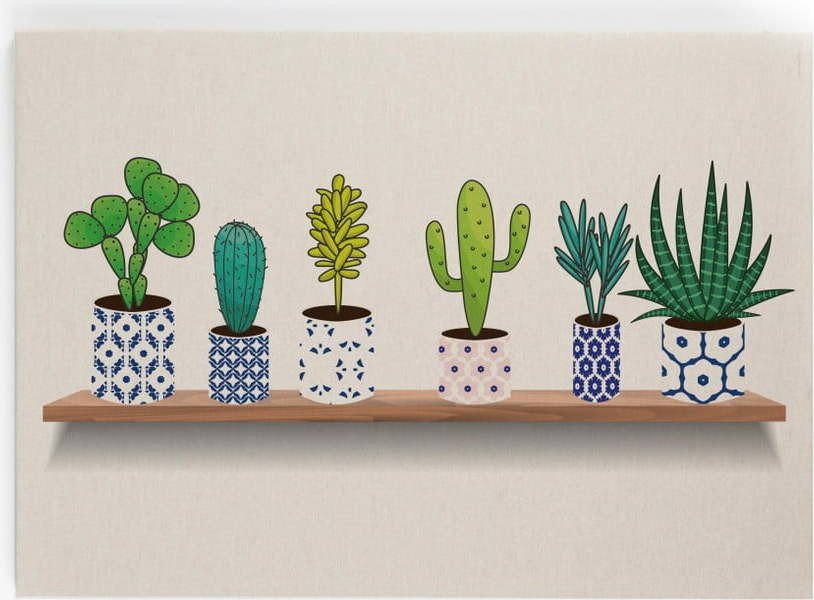 Obraz na plátně Really Nice Things Lino Cactus Shelve, 60 x 40 cm