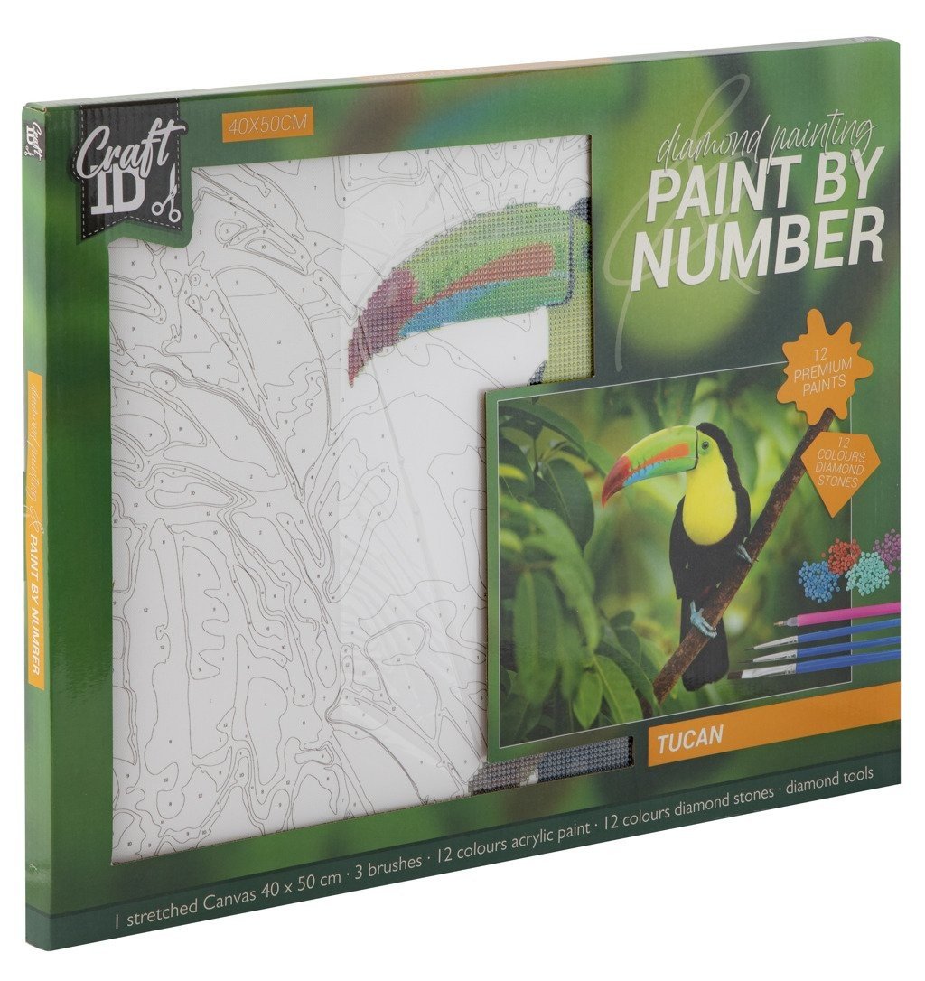 Malování pomocí kamínků Diamond/podle čísel Tukan 40x50  cm - Rolly Kid