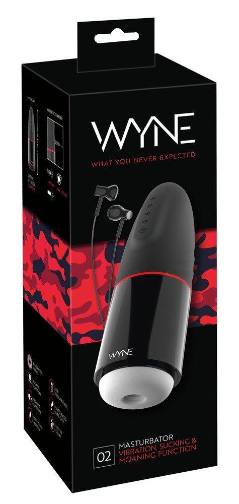 WYNE 02 - rechargeable, vibrating-suction masturbator (black and white)