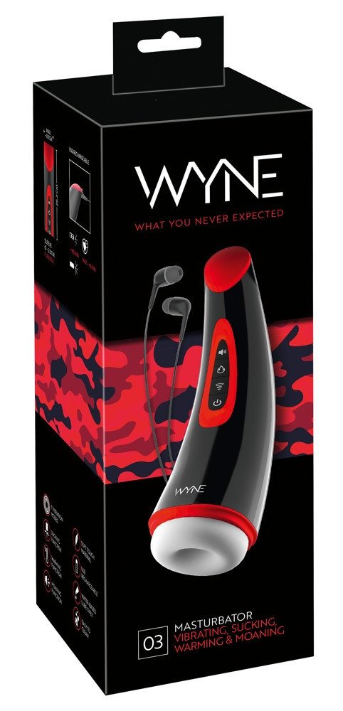WYNE 03 - rechargeable, vibration-suction masturbator (black)