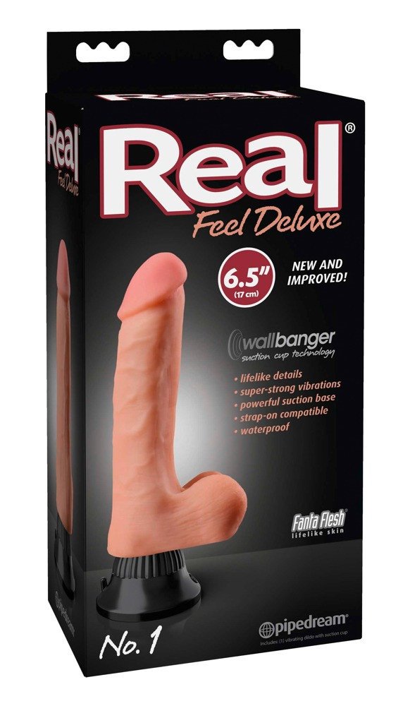 Real Feel Deluxe No.1 - testicular, lifelike vibrator (natural)