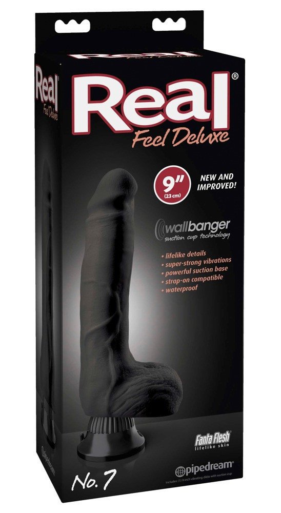 Real Feel Deluxe No.7 - testicular, lifelike vibrator (black)