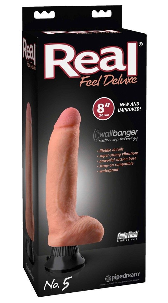 Real Feel Deluxe No.5 - testicular, lifelike vibrator (natural)