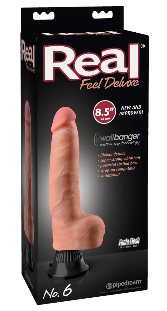 Real Feel Deluxe No.6 - testicle, lifelike vibrator (natural)