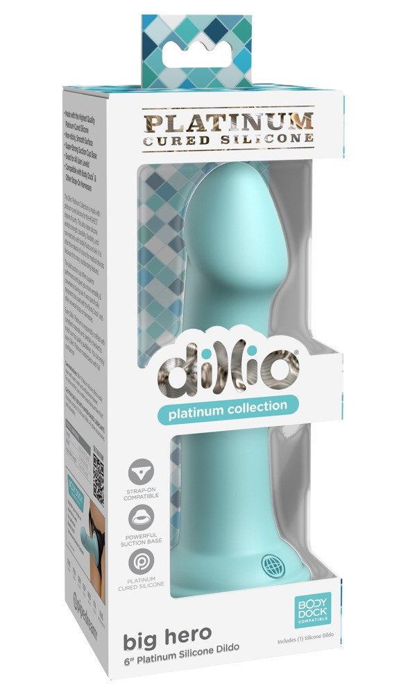 Dillio Big Hero - silicone dildo with sticky acorns (turquoise)