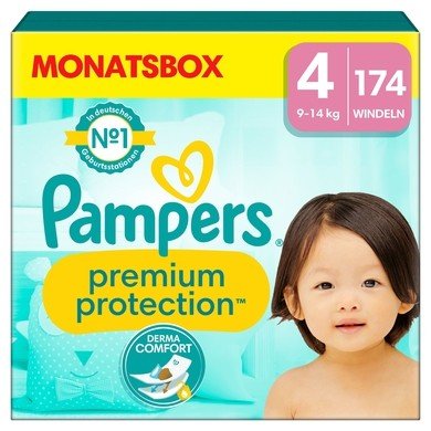 Pampers Premium Protection , velikost 4 Maxi, 9-14 kg, mÄ›sĂ­ÄŤnĂ­ balenĂ­ (1x 174 plen)