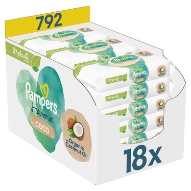 Pampers VlhÄŤenĂ© ubrousky Harmony Coco, 792 ubrouskĹŻ (18 x 44 ks)