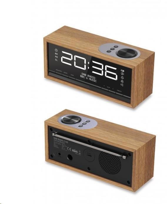 CARNEO C100, rádio DAB+, FM, BT, budík, OLED, wood (8588007861913)