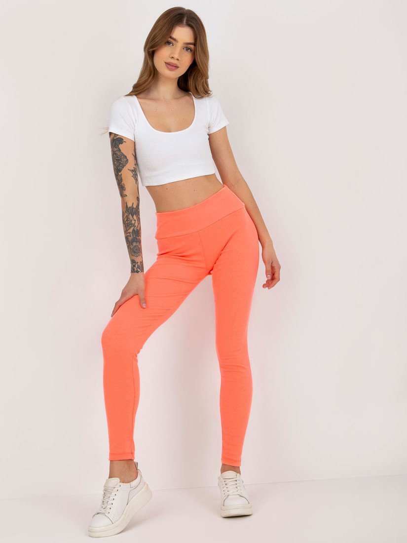 Neonově oranžové žebrované legíny EM-LG-725.11-neon orange Velikost: ONE SIZE