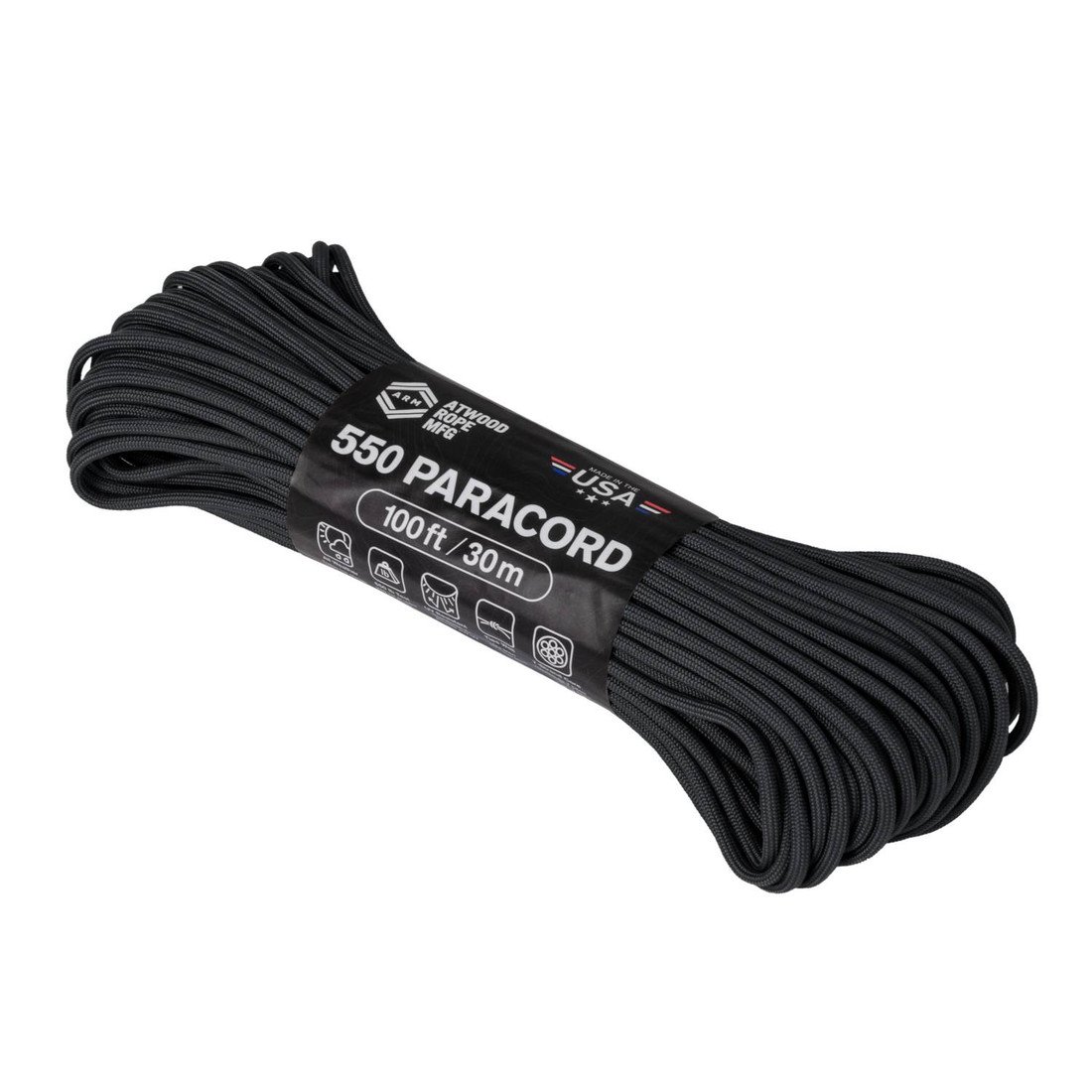 Para lano Atwoood Rope MFG 550 Paracord 30 m - černé
