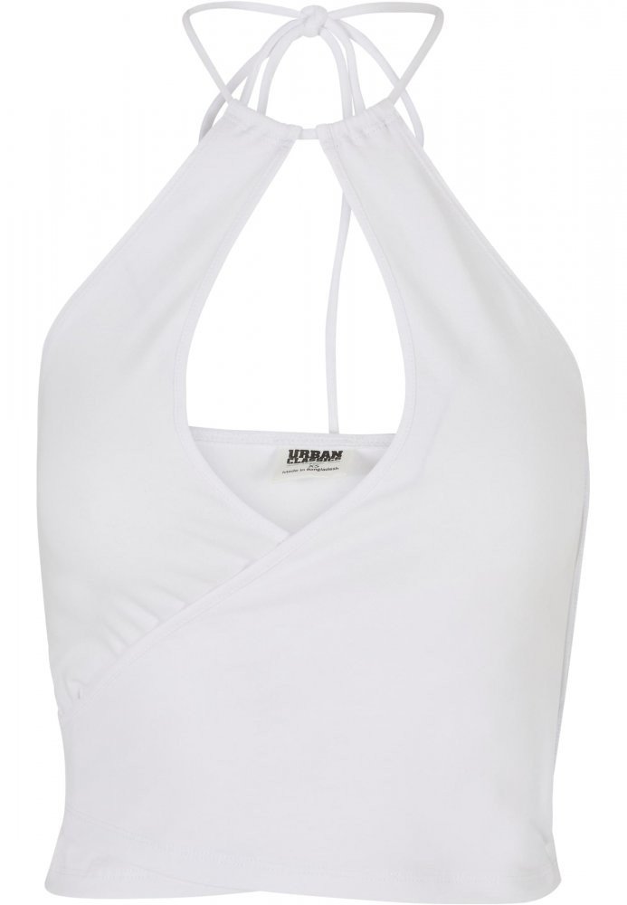 Ladies Short Wraped Neckholder Top - white 3XL