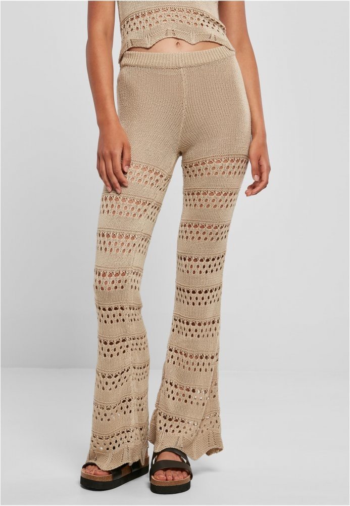 Ladies Flared Crochet Knit Leggings - softseagrass 3XL