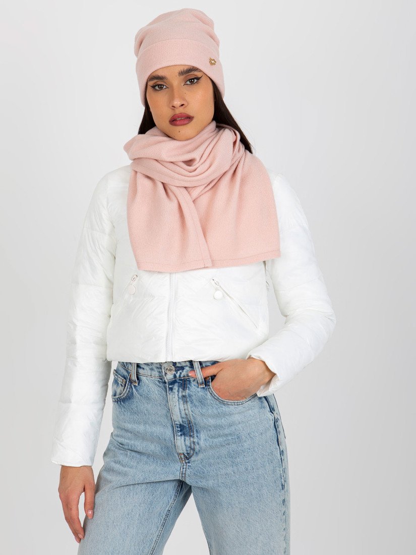 SVĚTLE RŮŽOVÝ ZIMNÍ KOMPLET ŠÁLY A ČEPICE LK-KMPL-509147.48P-LIGHT PINK Velikost: ONE SIZE