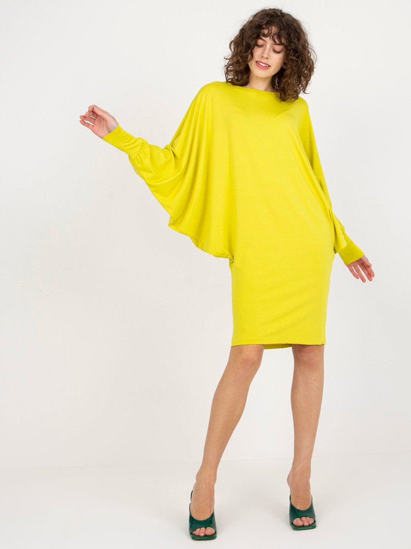 Limetkové přiléhavé šaty s dlouhými rukávy FA-SK-0238.28P-limon Velikost: ONE SIZE
