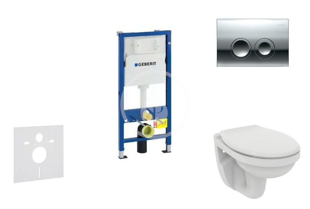 GEBERIT Duofix Modul pro závěsné WC s tlačítkem Delta21, lesklý chrom + Ideal Standard Quarzo WC a sedátko 458.103.00.1 NR2