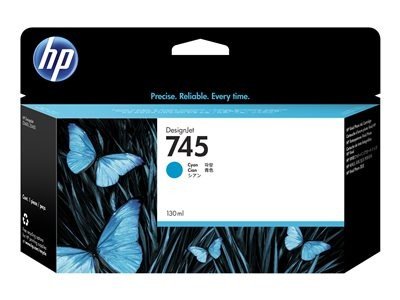 HP 745 - 130 ml - azurová - originální - DesignJet - inkoustová cartridge - pro DesignJet HD Pro MFP, Z2600 PostScript, Z5600 PostScript, F9J97A