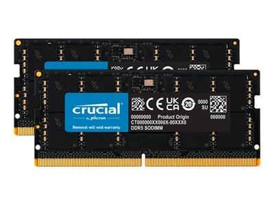 Crucial - DDR5 - sada - 64 GB: 2 x 32 GB - SO-DIMM 262 pinů - 4800 MHz / PC5-38400 - CL40 - 1.1 V - bez vyrovnávací paměti - bez ECC, CT2K32G48C40S5
