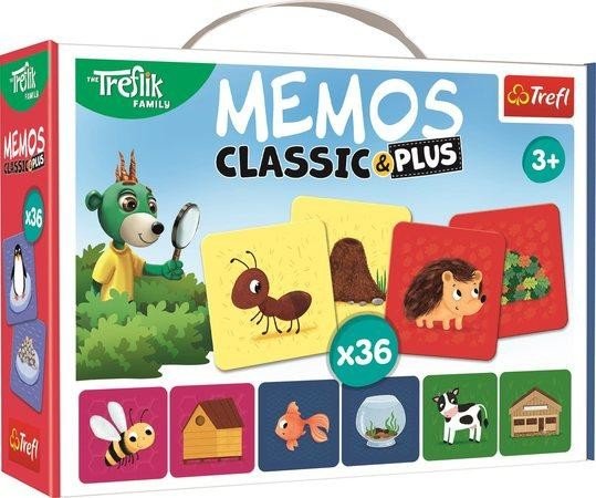 TREFL Pexeso Classic&Plus Zvířátka a jejich domečky 3v1
