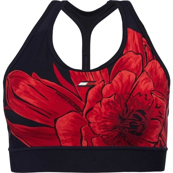 Tommy Hilfiger MID INTENSITY FLORAL AOP BRA Dámská sportovní podprsenka, tmavě modrá, velikost L