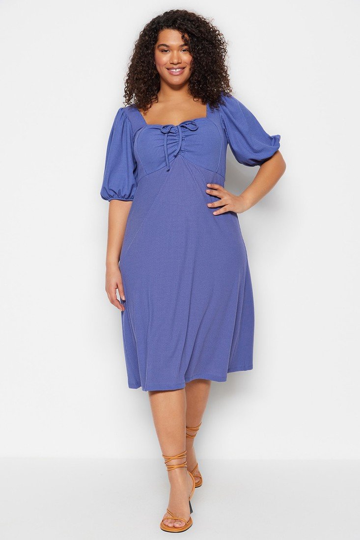 Trendyol Curve Plus Size Dress - Blue - A-line