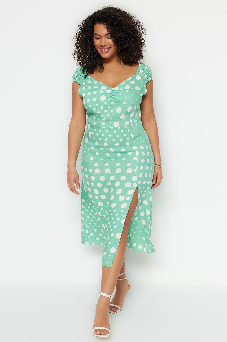 Trendyol Curve Plus Size Dress - Green - A-line