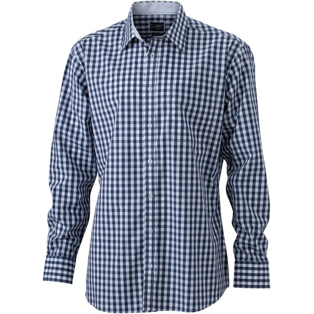 Košile kostkovaná James & Nicholson 617 - navy-bílá, XXL