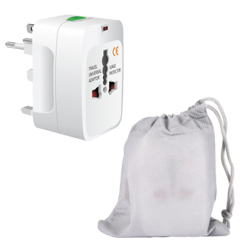 Univerzální mezinárodní adaptér pro cestovatele - bílý