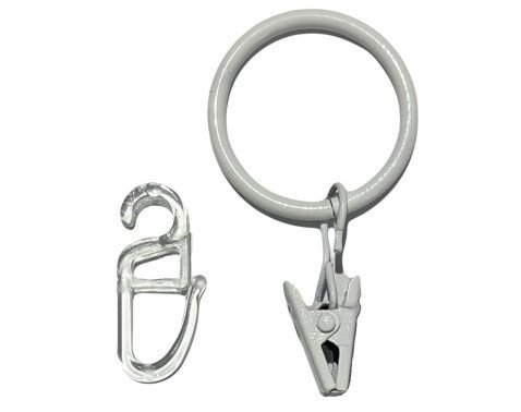 Kroužky se žabkou a háčkem na garnýž (10 ks) pro 16 - 20 mm, bílé