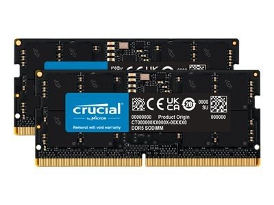 Crucial - DDR5 - sada - 32 GB: 2 x 16 GB - SO-DIMM 262 pinů - 4800 MHz / PC5-38400 - CL40 - 1.1 V - bez vyrovnávací paměti - bez ECC, CT2K16G48C40S5