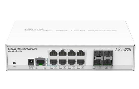 MikroTik Cloud Router Switch CRS112-8G-4S-IN, 128MB, 8xGLAN, 4xSFP, OS L5, desktop case, PSU, CRS112-8G-4S-IN