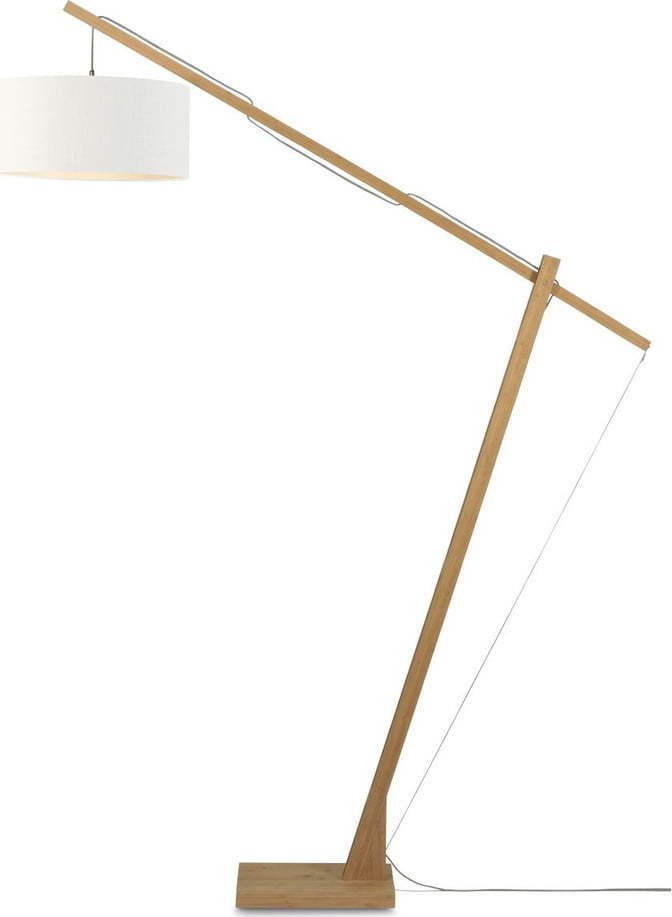 Stojací lampa s bílým stínidlem a konstrukcí z bambusu Good&Mojo Montblanc
