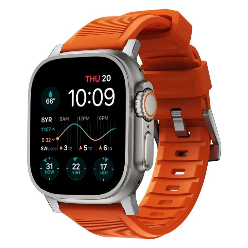 Řemínek pro Apple Watch 42mm / 44mm / 45mm / 49mm - Nomad, Rugged Strap Orange/Silver