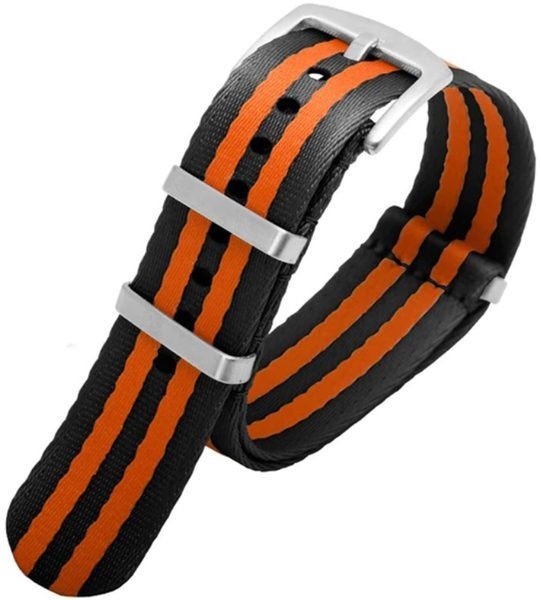 Řemínek NATO Sports proužky, černo-oranžový 22 mm