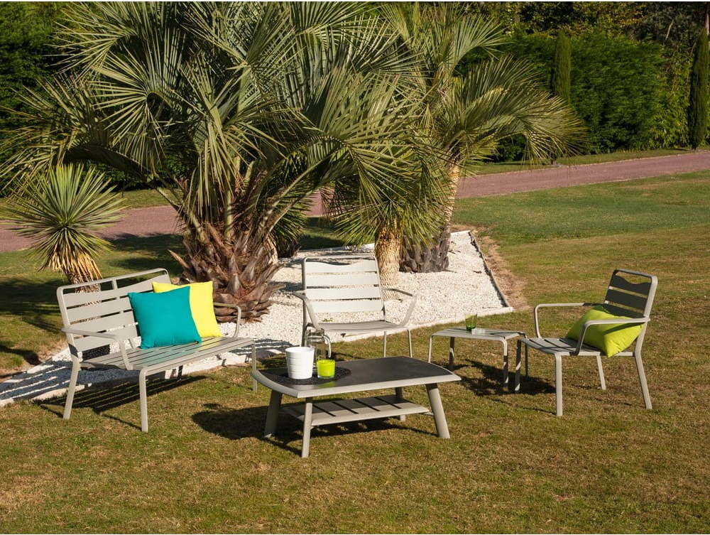 Šedý hliníkový zahradní lounge set pro 4 Spring - Ezeis