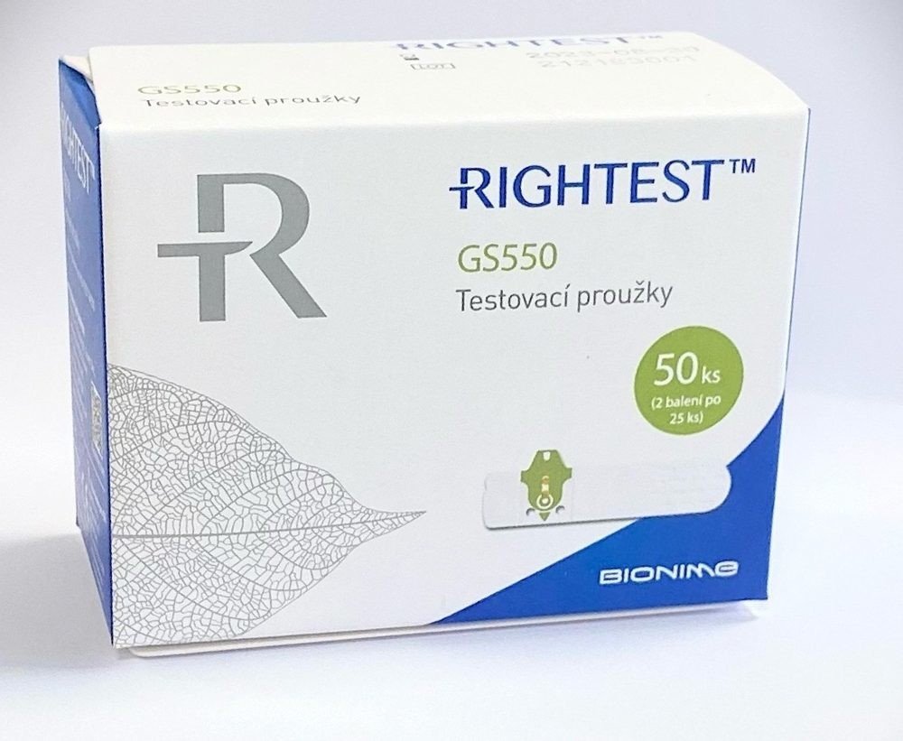 Testovací proužky Rightest GS550(ke glukometrům mylife Pura/ mylife Pura X)