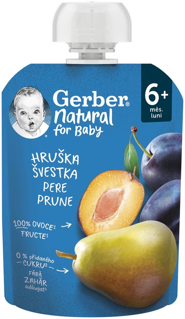 Gerber Natural kapsička hruška a švestka 90 g