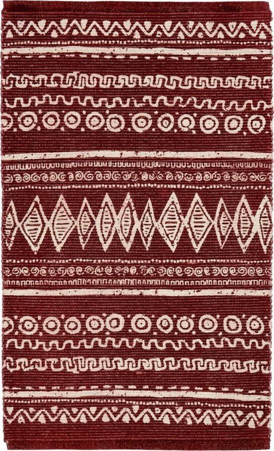 Červeno-bílý bavlněný koberec Webtappeti Ethnic, 55 x 140 cm