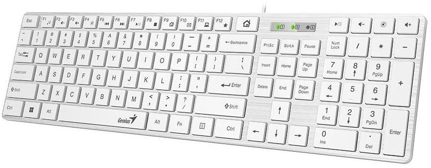 Genius USB klávesnice SlimStar 126 CZ+SK, bílá