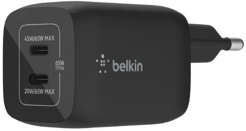 Belkin Duální 65W USB-C Power Delivery GaN PPS nástěnná nabíječka, černá (WCH013vfBK)