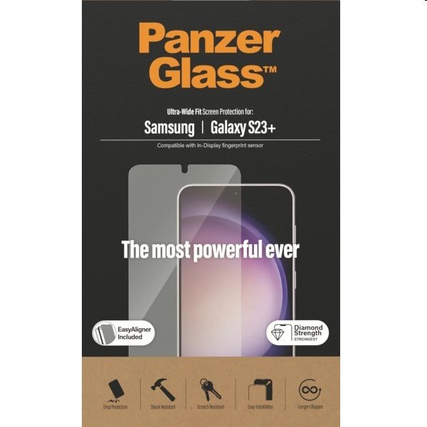 PanzerGlass Samsung Galaxy S23+ (celolepené s funkčním otiskem prstů) s instalačním rámečkem 7316