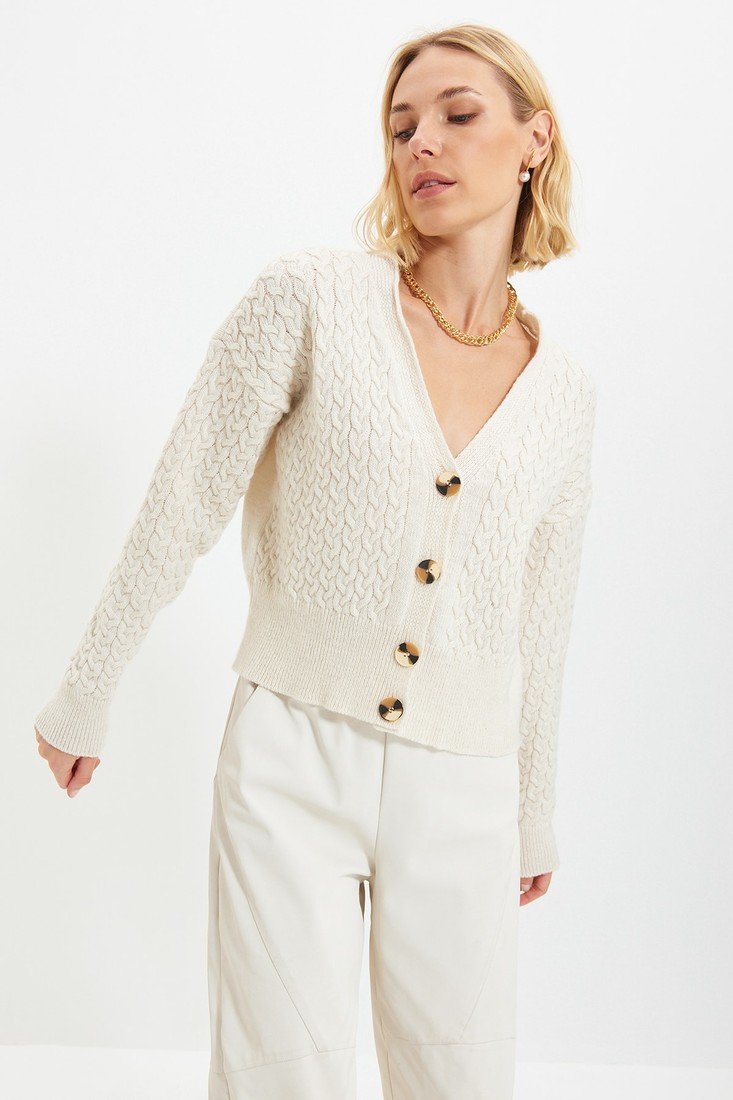 Trendyol Cardigan - Ecru - Regular fit