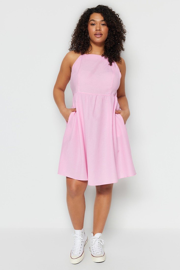 Trendyol Curve Plus Size Dress - Pink - A-line