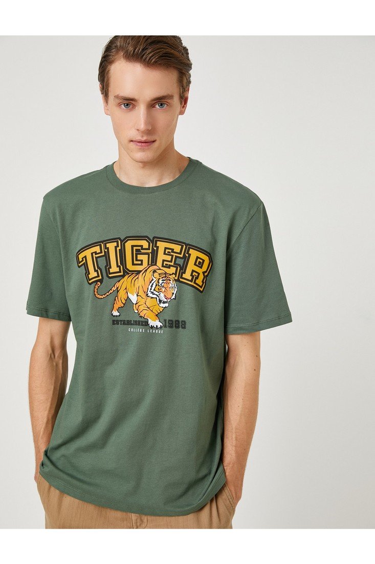 Koton College T-Shirt Tiger Printed Crew Neck Short Sleeve