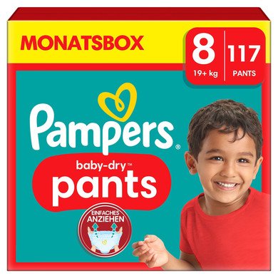 Pampers Baby-Dry Pants, velikost 8 Extra Large , 19kg+, měsíční balení (1 x 117 plen)