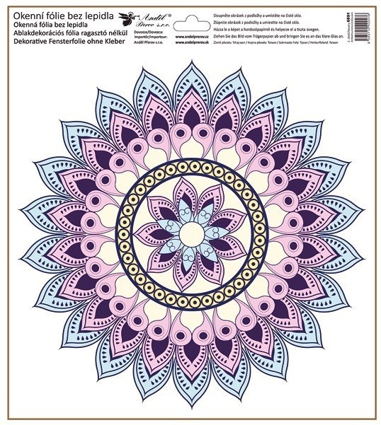 Anděl Okenní fólie - barevné mandaly - 30 x 33,5 cm - 6891