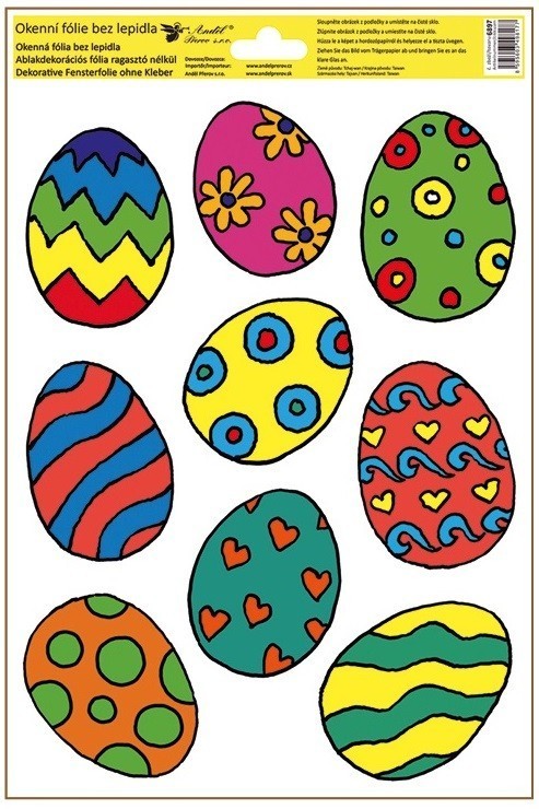 Anděl Okenní fólie - barevná velikonoční vajíčka - 20 x 30 cm - 6897